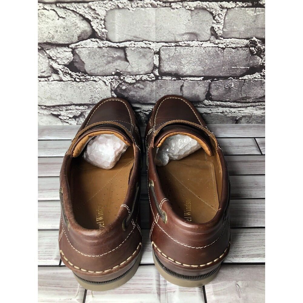 Samuel Windsor Brown Leather Penny Loafers Casual Boat Shoes Men Sz 9.5M US/43EU - Picture 5 of 16